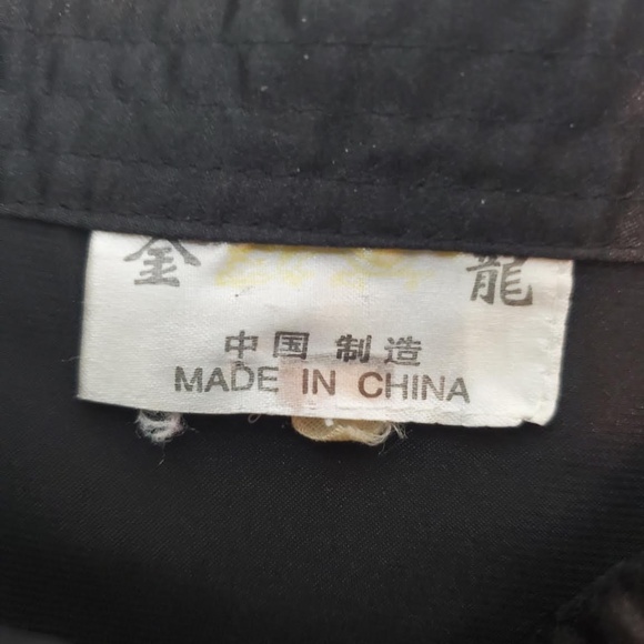 Mens Black Satin Vintage Chinese Tang Jacket (Mandarin Collar) - Picture 3 of 9